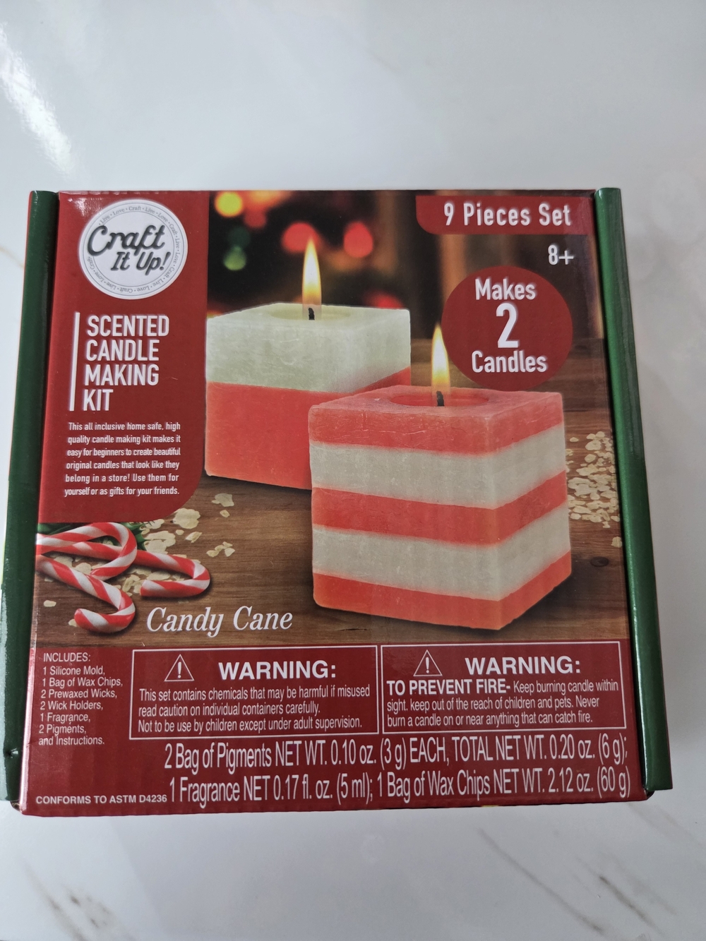 Candy Cane Candle Making Kit - Red & White